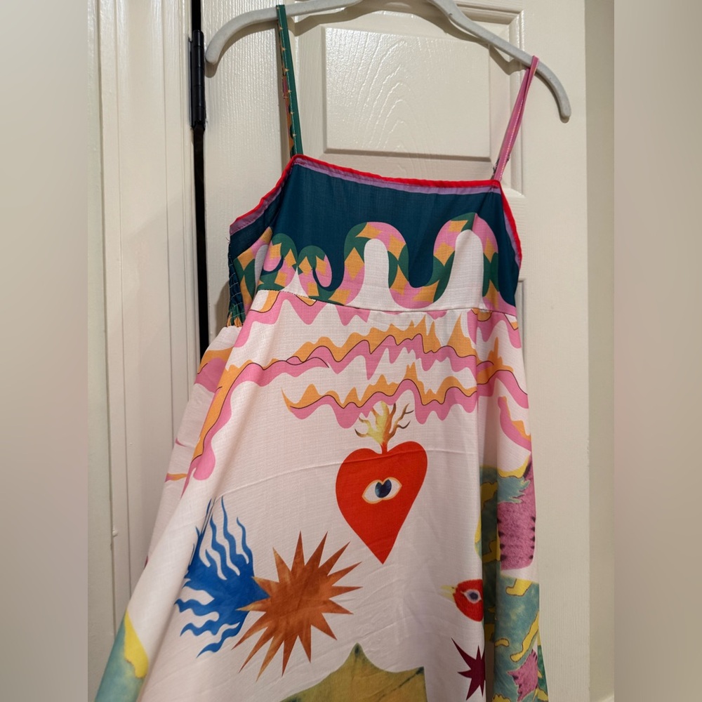 Colorful Abstract Maxi Sundress with Heart Motif - Picture 3 of 8